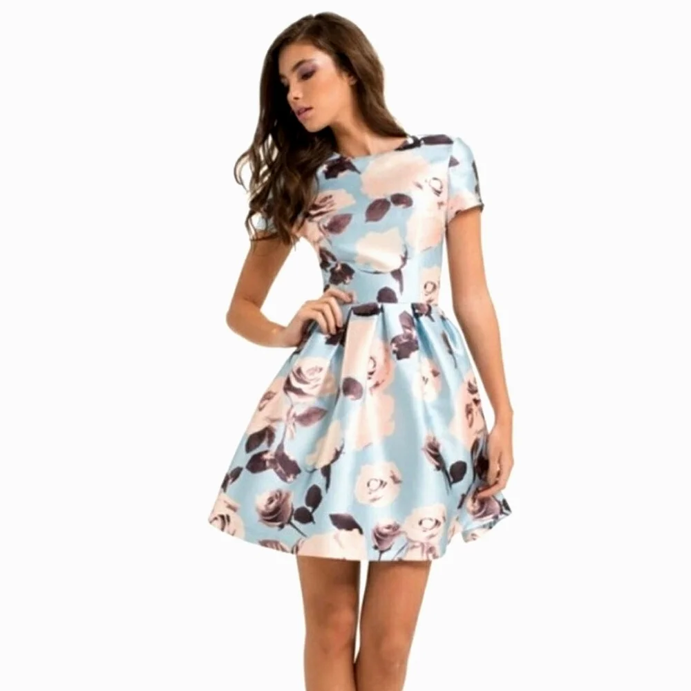 Chi Chi London Blue floral pleated party dress UK12/US8 - Picture 3 of 16